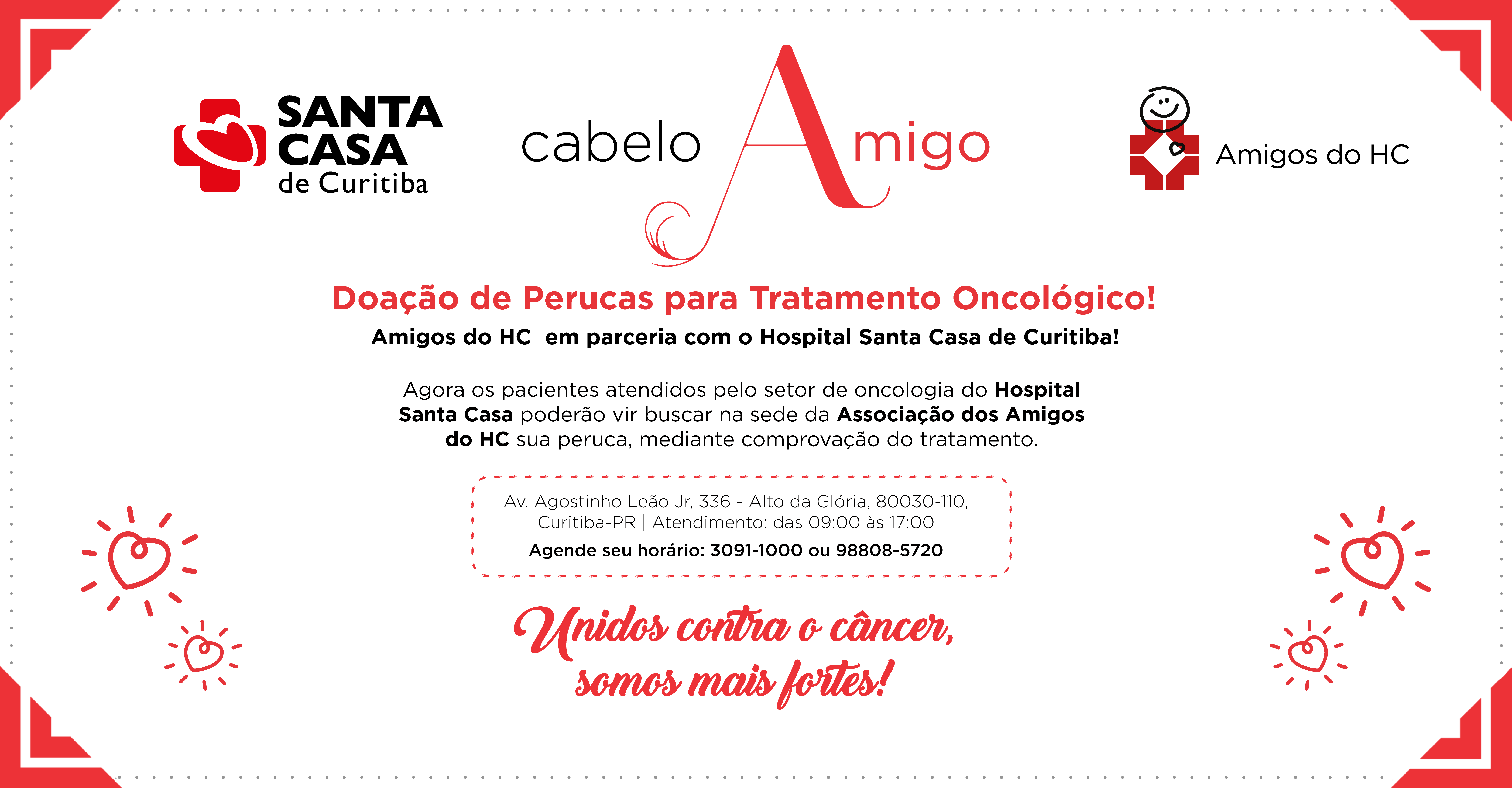 doação de perucas para a santa saca Parceria Santa CASA